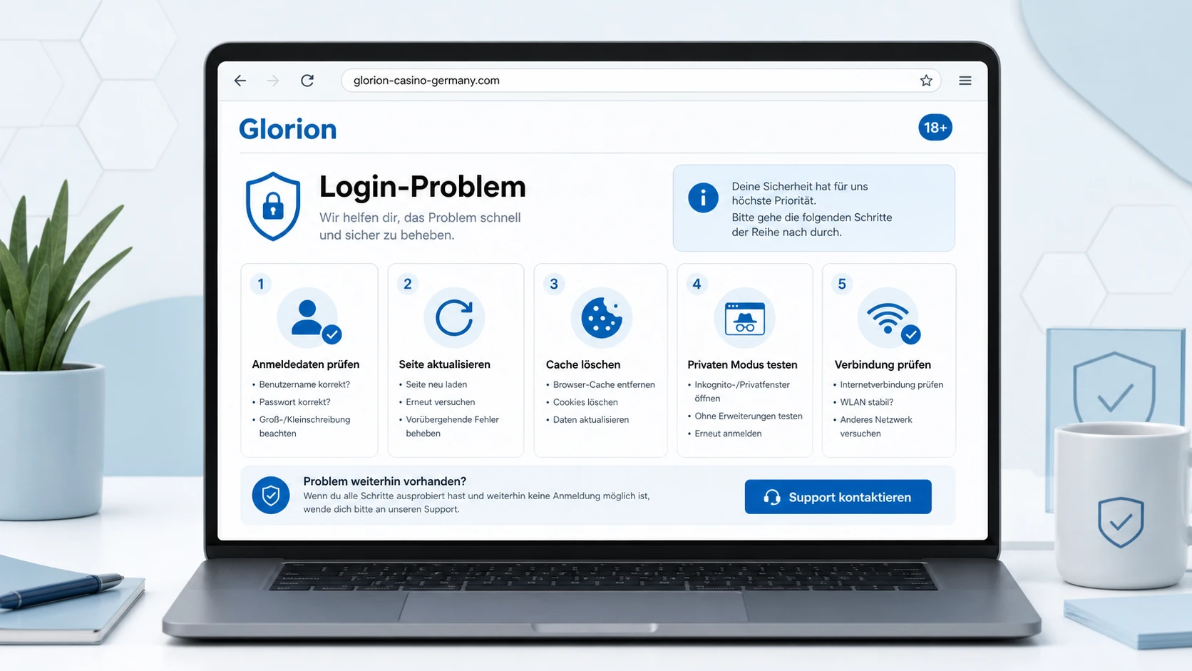 Wenn der Glorion Casino Login nicht funktioniert